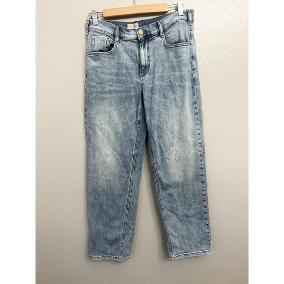 Pilcro Jeans Womens 27 Blue Denim Mid Rise Utility Straight Anthropologie $199 - Picture 2 of 7